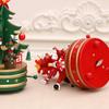 Natural Wood Christmas Tree Rotating Musical Decoration with Figurines Ornaments Holiday Party Centerpieces Music Box