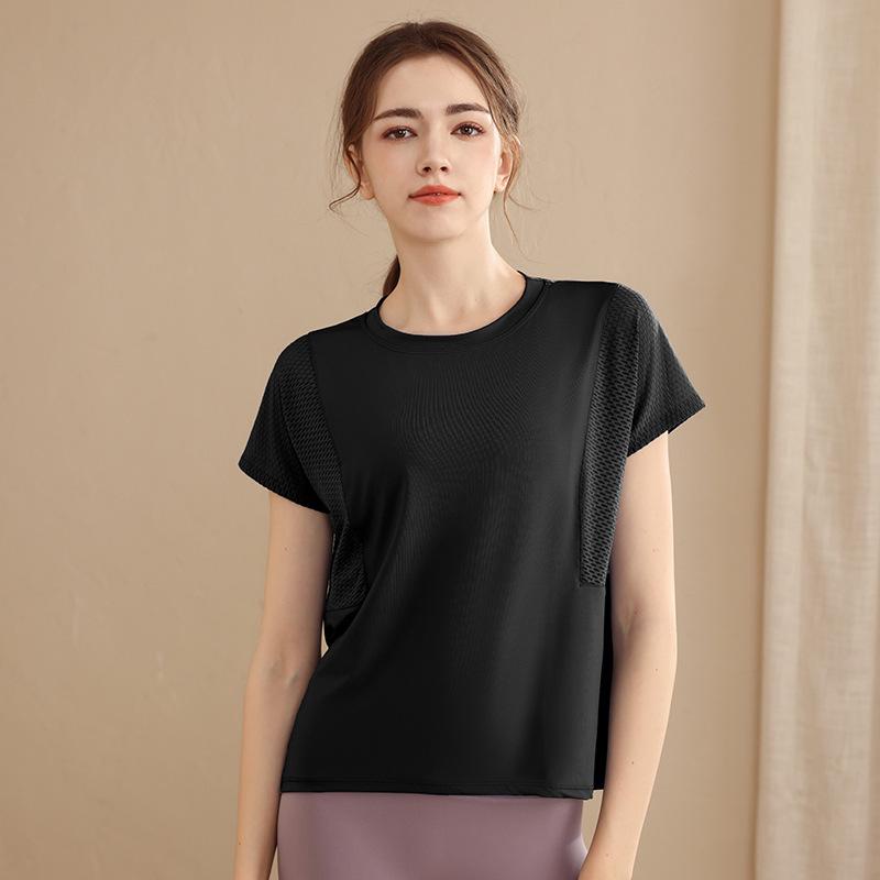 Damen Sommer Mesh Einsatz Schnelltrocknendes Fitness Top