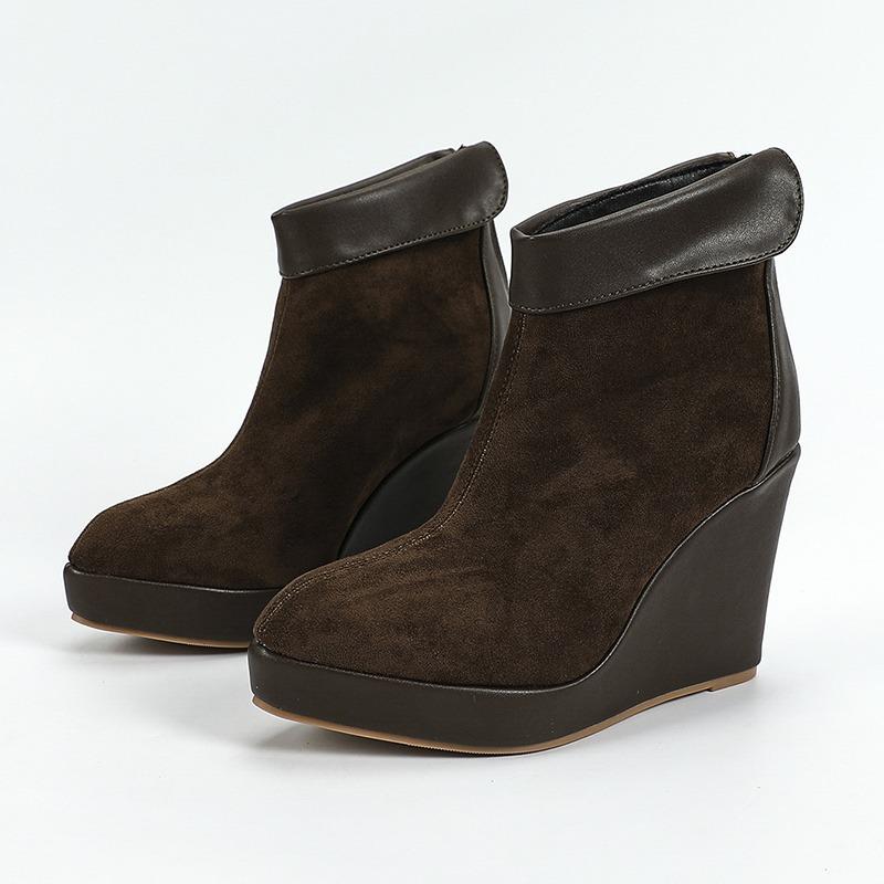 

Обувь Осень 2025 Женские Ботильоны на Высоком Каблуке Модные Женские Клинья Вечерняя Обувь 10 см Большой Размер 42 35