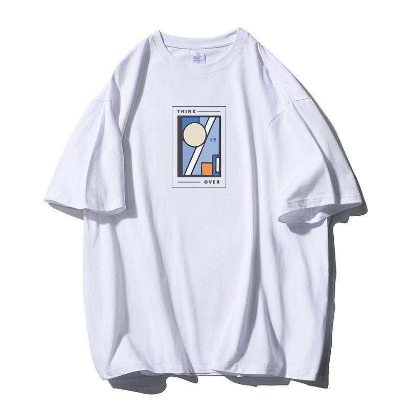 Shellsuning Oversized bavlněná trička s grafikou Muži Léto Měkké Trička s krátkým rukávem Dámská Móda Univerzální pulovry Dámské