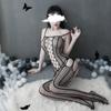 New Women's Jacquard Sexy One-piece Netwear Suspender Socks Hollow