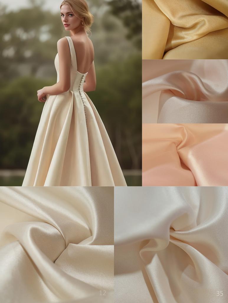 Natural and comfortable pure color Mikado fabric suitable for wedding dresses formal gowns and handmade DIY clothing fabrics