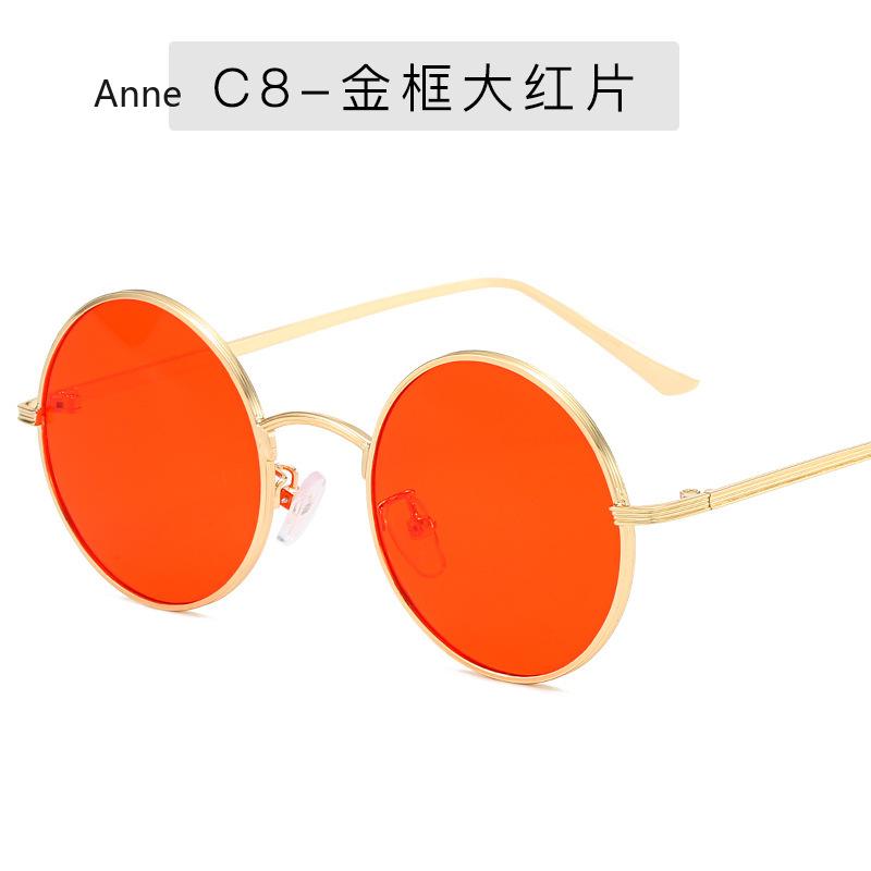 Women Sunglasses with Red Lenses Round Metal Frame Vintage Retro Glasses Sun for Men Unisex Birthday Gifts Gafas De Sol