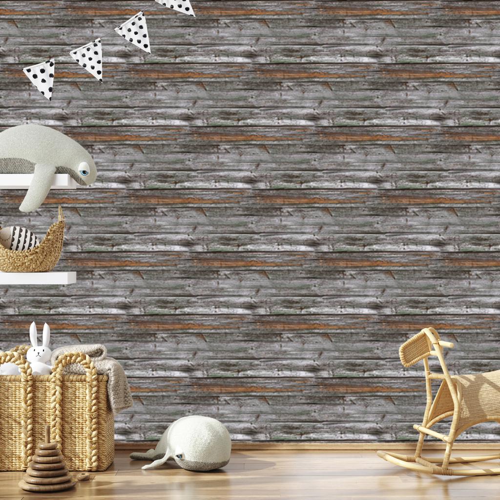 Wallpaper Wooden boards in shades of gray for living room and bedroom 50x1000