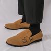New Arrival Designer Men's Suede Leather Wedding Dress Shoes Male Pointed Driving Monk Strap Loafers Zapatos Hombre