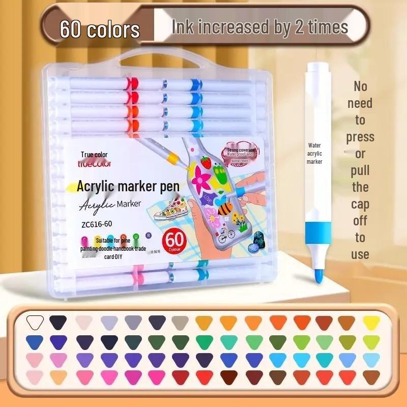 Echtfarbe Dreieckiger Schaft Wasserfarbenstift für Kinder: Acrylmarker-Pinsel für den Kunstunterricht mit Schichtfarben.