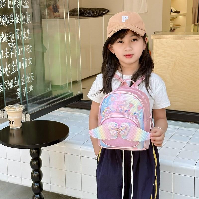 Shaped Heart Sequins Pattern Wings Backpack Children Schoolbag Fashion Gift