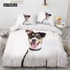 Lovely Animal 3D Bedding Sets White Duvet Quilt Cover Set Comforter Bed Linen Pillowcase King Queen 200*220cm Size Dogs Pets Dog