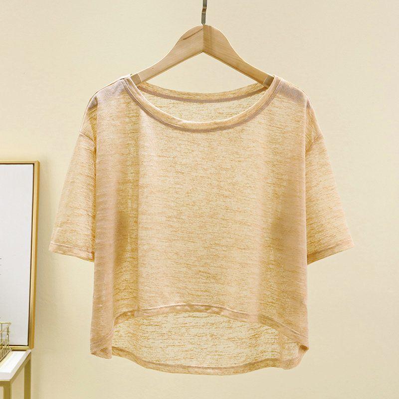 

Дышащая Тонкая Одежда для Упражнений Йоги Блузка Свободная Повседневная Одежда для Тренировок Женская Летняя с Коротким Рукавом Для Улицы Прозрачная Рубашка для Защиты от Солнца Medium apricot L