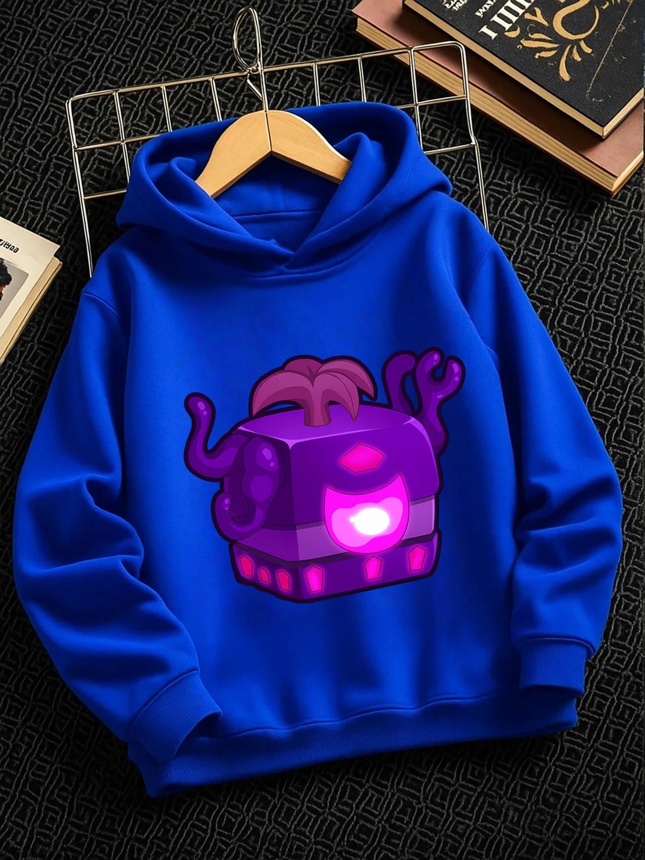 Fruit Box Delight Kids Hooded Top Summer Cute Cartoon Crewneck Casual Age 3-14 100