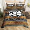 Hapy Camping Soft Duvet Cover Rustic Farmhouse Camper RV Beding Set King Stary Night Warm Comforter Cover Adventure Theme Comfortable Quilt Cover