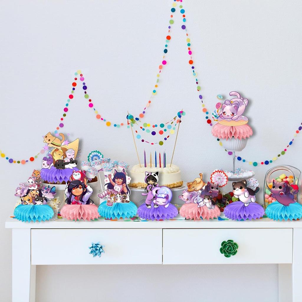 9 Pcs Aphmau Birthday Party Honeycomb Centerpieces