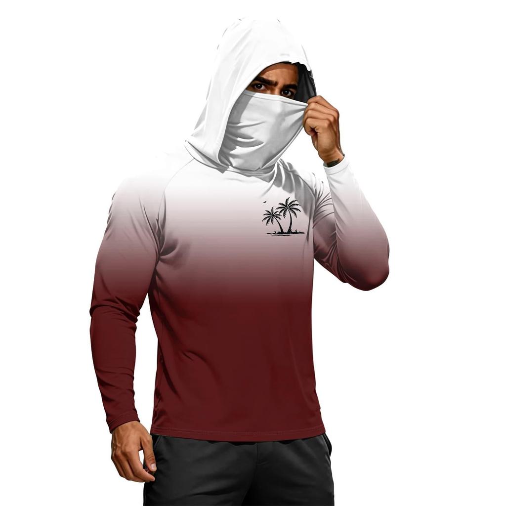 Camiseta de Manga Larga de Verano para Hombre de Secado Rápido con Capucha Protección Solar UPF50 Plus Ligera Transpirable para Fitness Deportes al Aire Libre