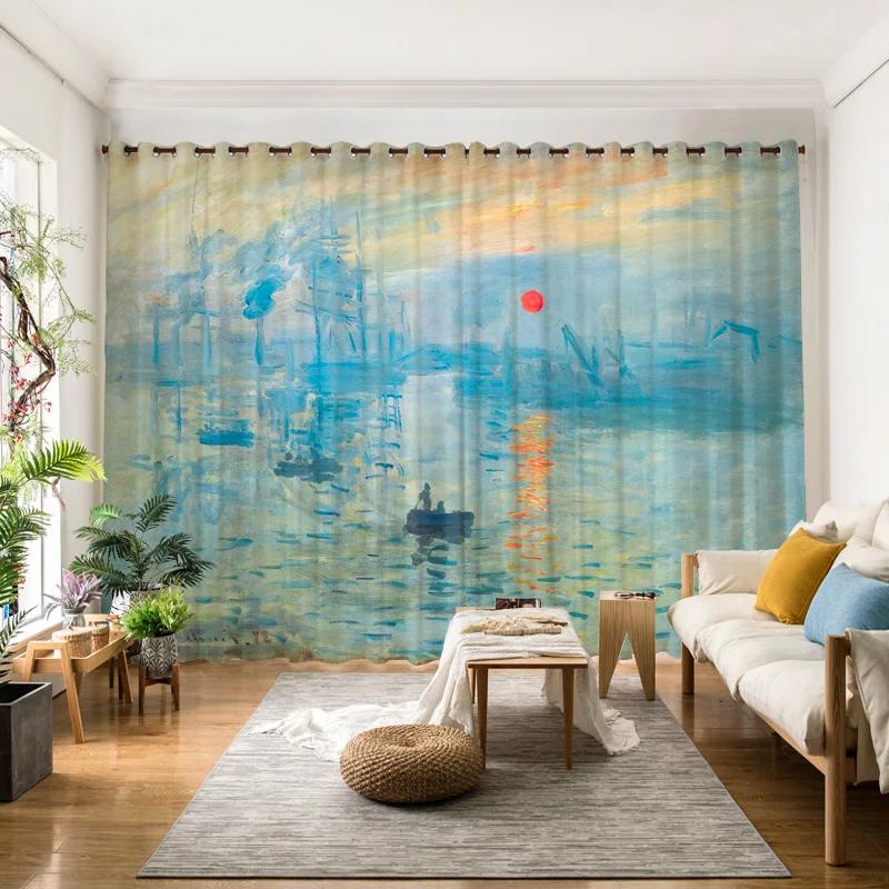 

Город Ван Гог Урожай Картина маслом Занавес Личность Современный Простой Фон Художественная Студия Искусство Окно Экран Высокая Тени Новый W55 X H120cm X 2&Grommet Top