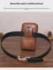 Xiaoduoli Men's Leather Mobile Phone Waist Bag for 5.5"/6.5" Phones with Belt, Cowhide ID Holder 