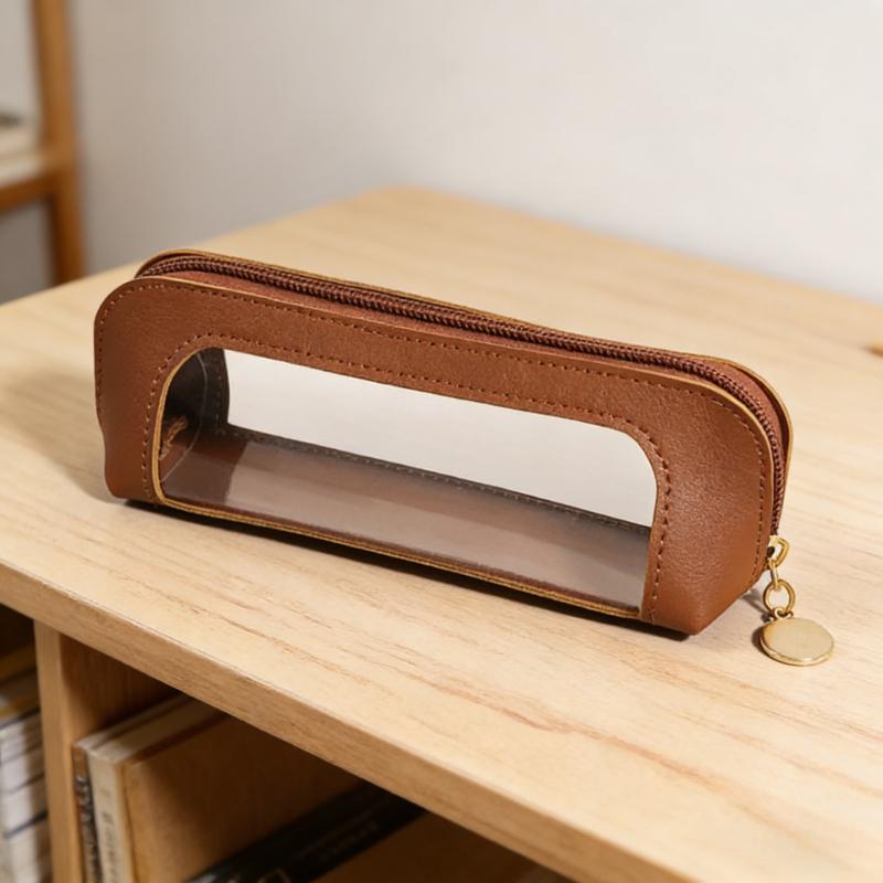 1pc PU Portable Waterproof Transparent Cosmetic Bag Zipper Travel Makeup Brush Storage Bag Cosmetic Organizer Pouch Pencil Case