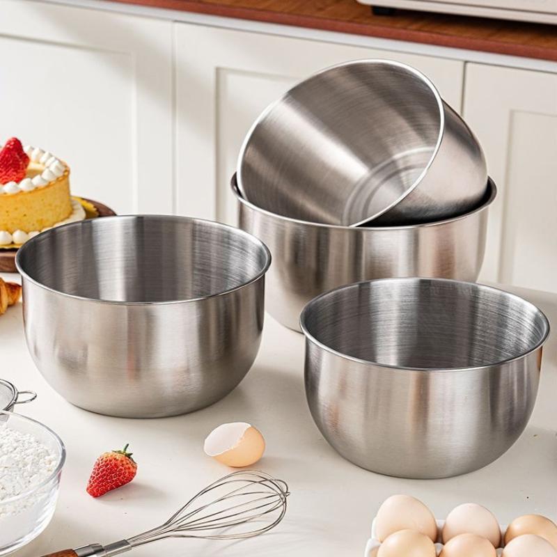 Stainless Steel Mixing Bowl Deep Design Cooking Baking Cake Bread Salad Egg Beater Basin Fruit Container Kitchen Cooking Tools