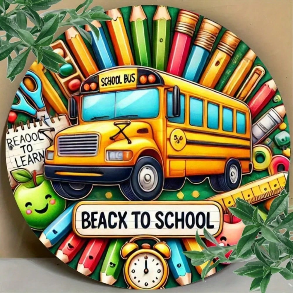 

Back To School Metal Tin Sign Educational Wall Art Classroom Home Decor Teacher Appreciation Flat 2D 20x20 різнокольоровий