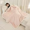 Cape Blanket Plush Hooded Cape with Button Fastening Double-Sided Warmth White Trim Blanket Cape Office Nap Comfort Throw Blanket