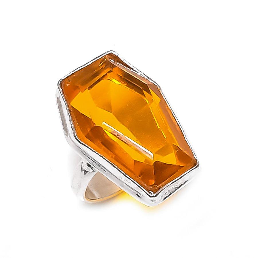 

Натуральный медовый топаз драгоценный камень 925 стерлинговое серебро ювелирное кольцо размер 8.5 w8L01
