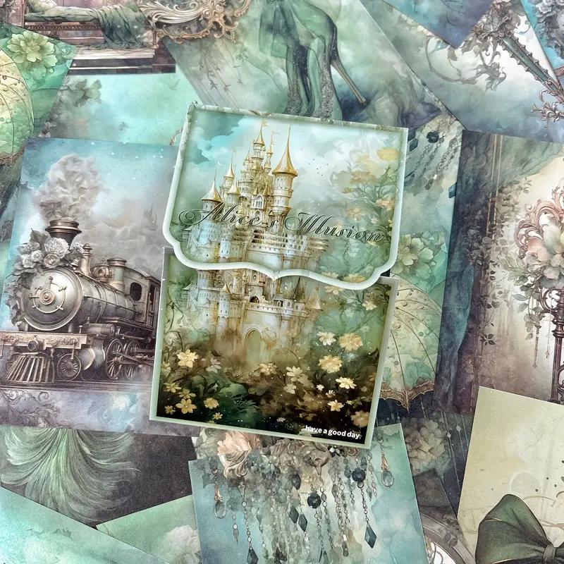 50sheets Retro Scrapbook Material Paper Hand Account DIY Collage Decoration Background Craft Paper