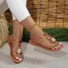 Women Elastic Buckle Beach Sandalias De Mujer Clip Toe Herringbone Roman Sandals Casual Flat Sandals 40-43 Shoes for Women Mules