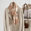 Women's Winter Plaid Imitation Cashmere Tassel Scarf, Thickened Korean Style Neck Warmer