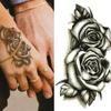 10PCS Damen Herren Wasserdicht Temporäre Tätowierung Schwarz Doppel Rose Gefälschte Körper Kunst Aufkleber