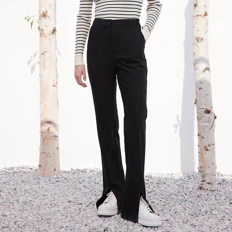 GOELIA Women's Slit Flare High-Waist Trousers