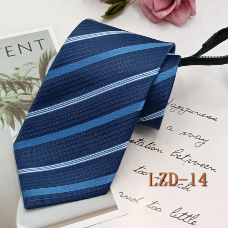 Men's Formal Business Tie with 8cm Zipper, Striped Black Tie, No Knotting Required.
