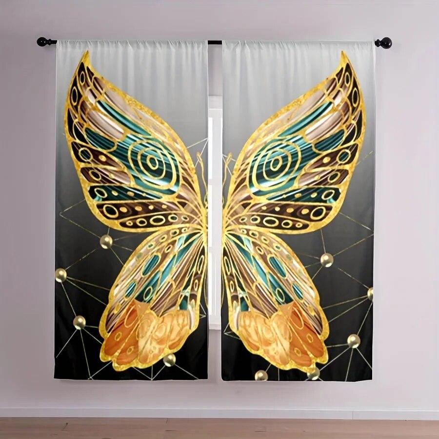 

2 шт. Новые Роскошные Винтажные Ювелирные Изделия Цветок 3D Цифровой Печатный Карниз Карниз Бытовой Шторы Для Гостиной Офиса Домашнего Декора W50xH130(CM)x2PCS-Grommet Top