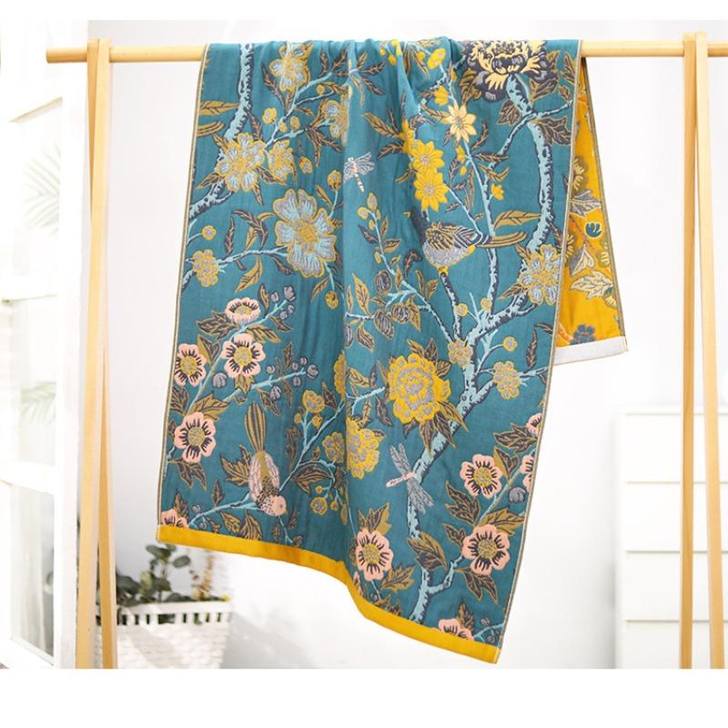 80x160cm Hibiskusblüten Großes Badetuch Baumwolle Nickerchen Decke Boho Jacquard Weiche Tröster Decke Strandtuch