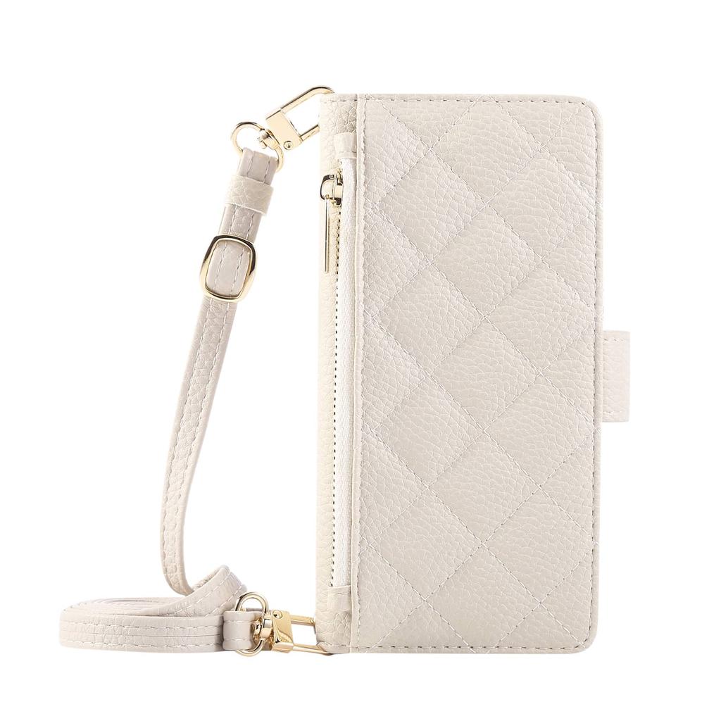 For Google Pixel 9 Pro XL 9 8 7 Pro 9A 8A 7A 6A Wallet Case with Mirror, Wristlet & Crossbody Strap, Zipper Card Holder Cover