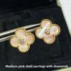 High Quality Four-leaf Clover Earring Buckle White Mother-of-pearl Earrings Red Chalcedony Black Agate Earrings