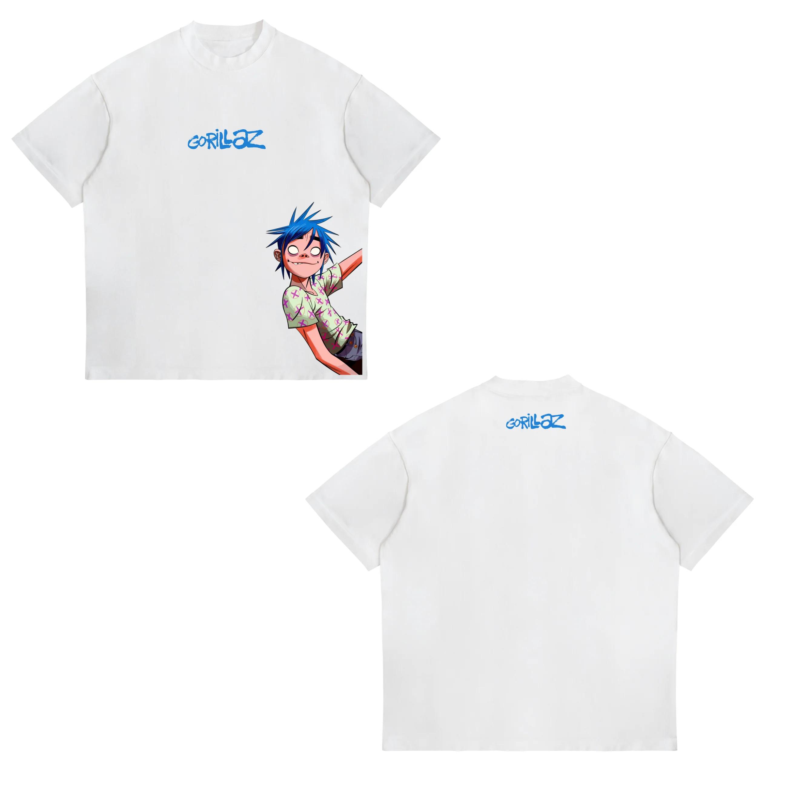 Cotton Vintage Rock Band Gorillaz The Now Now Album Graphic Tshirts Unisex Women Clothing Hip Hop Punk Oversized Crewneck T Shirts S
