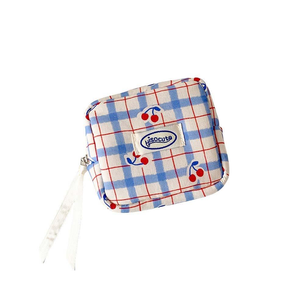 Large Capacity Y2K Cherry Pencil Case Checkered Cartoon Cherry Makeup Bag Korean Pencil Bag  Gifts