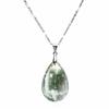 [Malline] Natural Stone Necklace, Garden Quartz (with Phantom Inclusions), Large Drop Pendant, Sterling Silver 925, Healing, 45cm