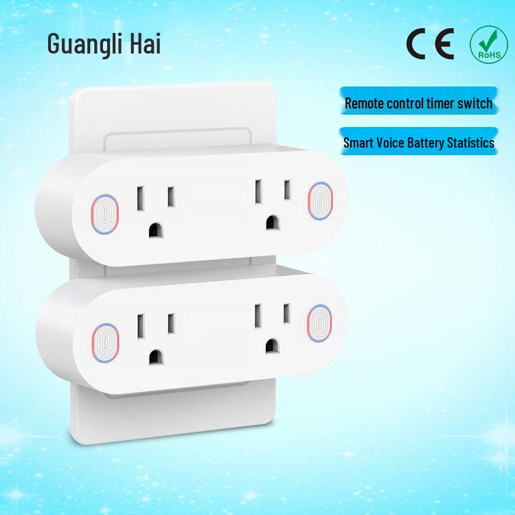 Graffiti Dual Socket WiFi Smart Plug with Power Stats, Compatible with Google & Alexa