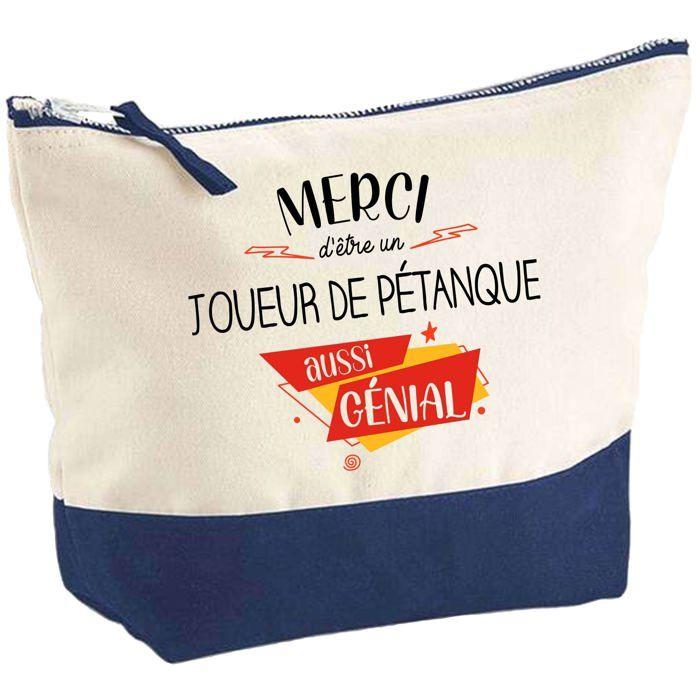 Trousse de maquillage - PLANETEE - Joueur de Pétanque Merci Génial - Grand format - Coton - Impression HD