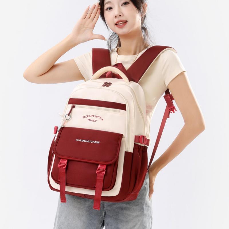 New Simple Letter Portable Travel Backpacks Large Capacity High Value Dirt-resistant Middle School Girls Schoolbag College Student Waterproof Book Bag