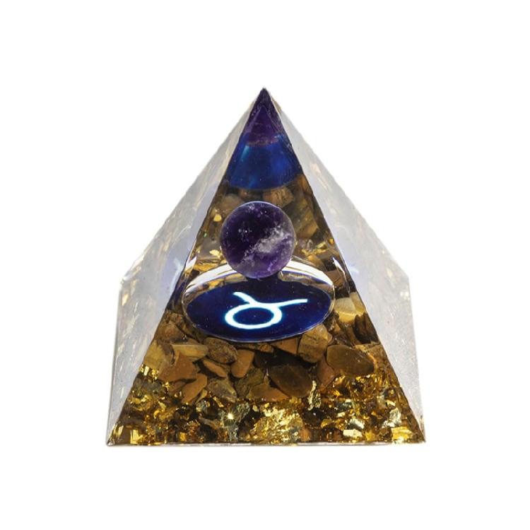 12 Zodiacs Orgone Crystal Pyramid,Amethysts Obsidians Healings Crystals Pyramid Constellations Pyramid for Money Health