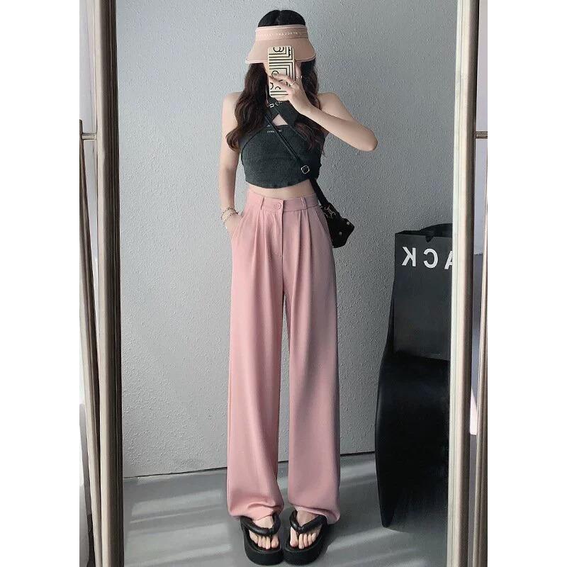 Ladies Drape High Waist Wide Legs Versatile Casual Loose Trousers