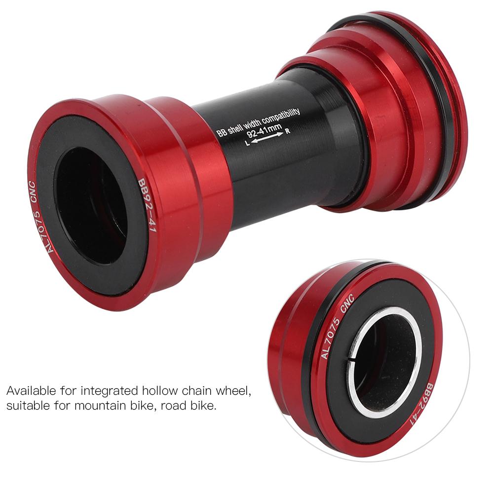 BB91/BB92 Bike Ceramics Bearing Integrated Hollow Chain Wheel Bottom Bracket Bicycle Accessory(press In type red )