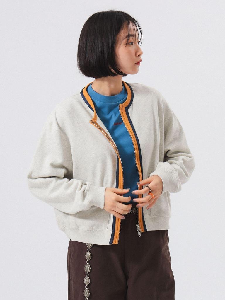 Beams Boy Women's Oatmeal Three-Tone Sweatshirt Cardigan, One Size