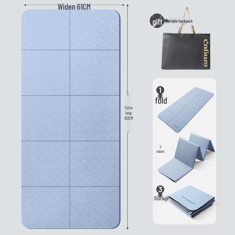 Skládací protiskluzová podložka na jógu a fitness – Silná, tlumící nárazy, přenosná podložka pro domácí použití nebo na kolej.