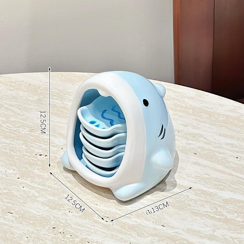 Cute Shark And Small Fish Ceramic Sauce Dish Set Cartoon Design High Aesthetic Value for Home Use Hot Pot Seasoning Dish