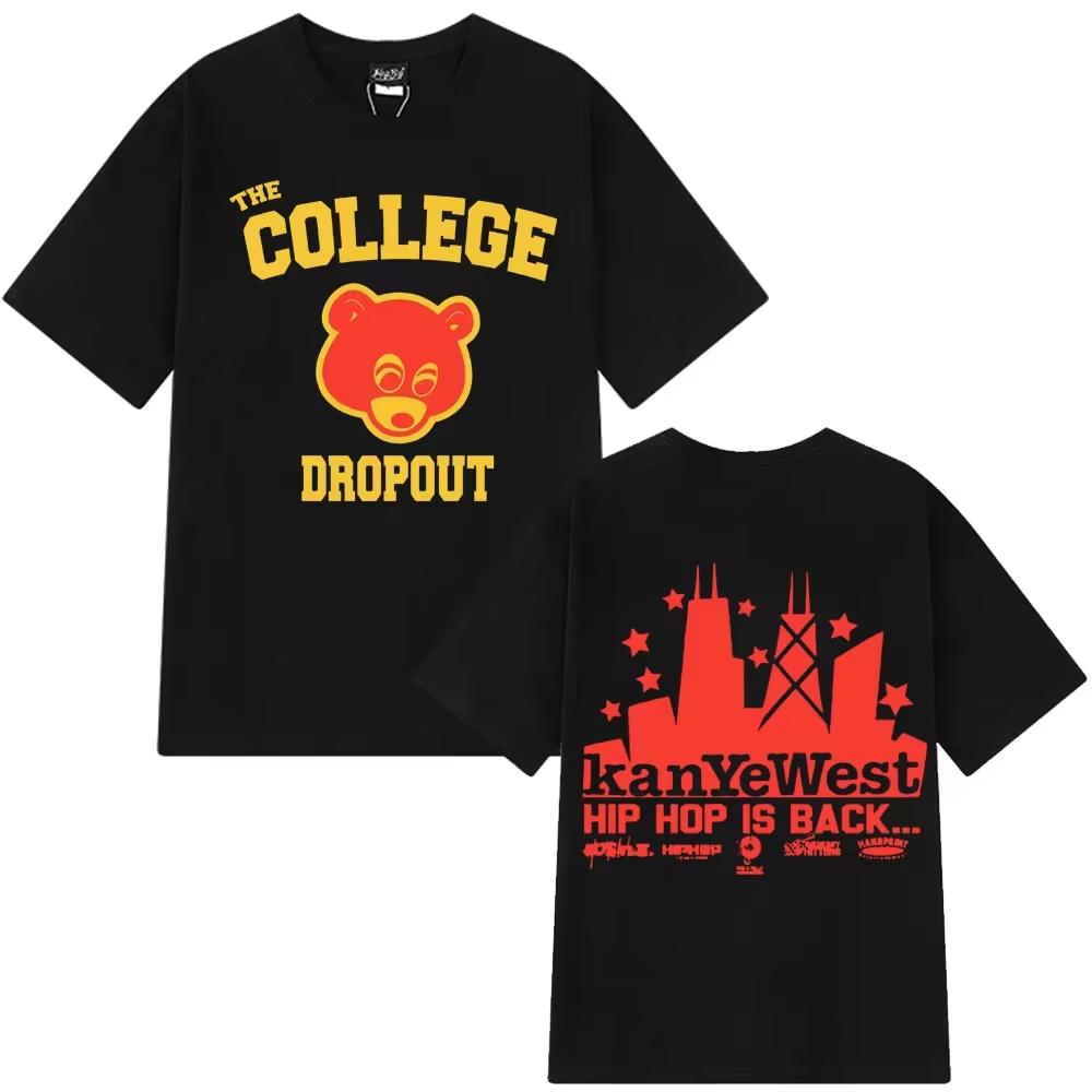 Unisex Kanye West College Dropout Album Harajuku Printed Casual Hip Hop Street Short Sleeve Unisex And Unisex TShirt