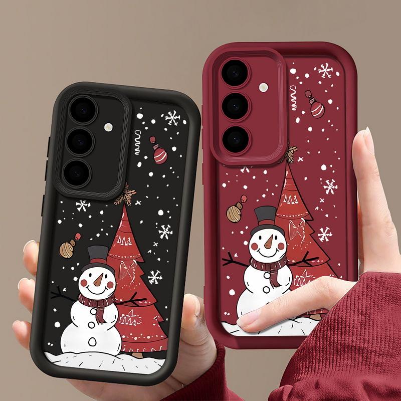 Cartoon Christmas Snowman Phone Cover For Samsung Galaxy S25 Edge S24 FE S23 S22 Ultra Plus A17 A56 A36 A16 A15 A55 A54 A53 5G Soft Phone Cover