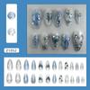 24pcs Gradient Blue False Nails Sets With Diamond Pearl Design Almond Press On Nails Art Datachable Bow Fake Nail Tips Manicure