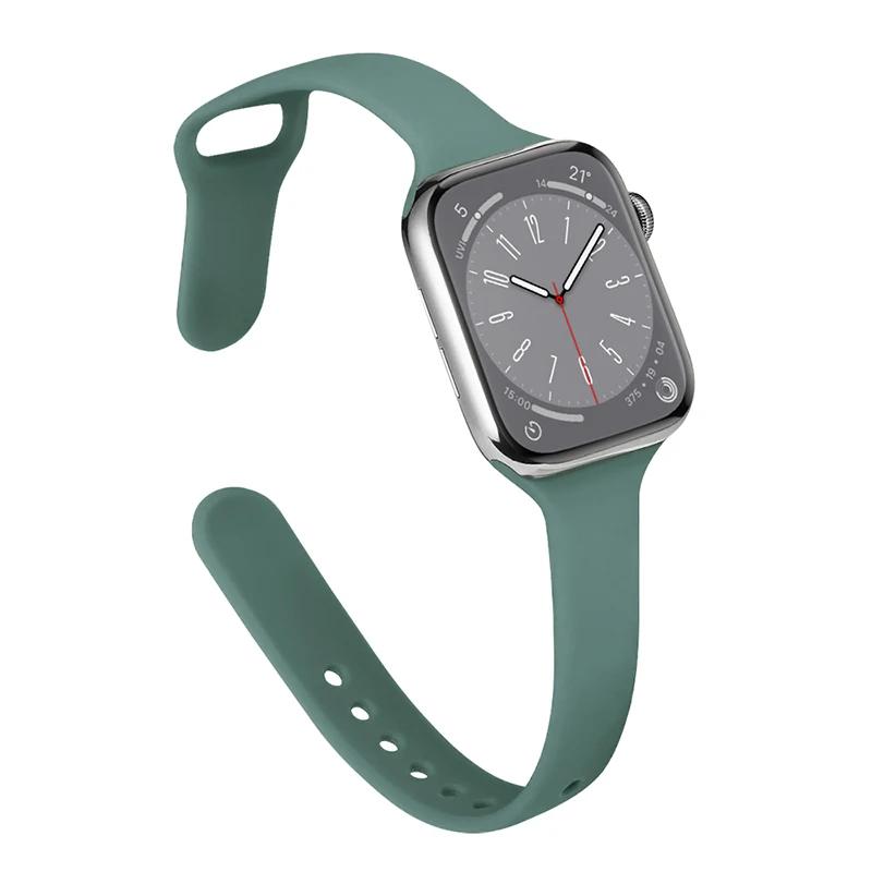 Slim Strap for Apple Watch Band 44mm 40mm 38mm 42mm Ultra 49mm Silicone Bracelet Correa iWatch Series 6 Se 5 4 3 7 8 45mm 41mm